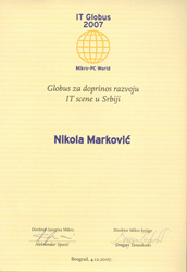 IT Globus 2007 - Globus za doprinos razvoja IT scene u Srbiji